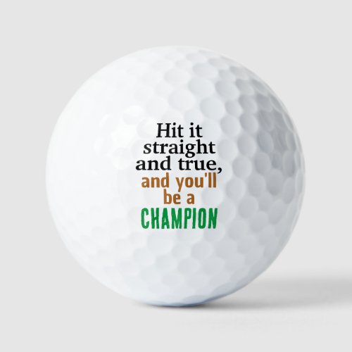 Champion Ball Quote  Engraved Golf Ball Prints 