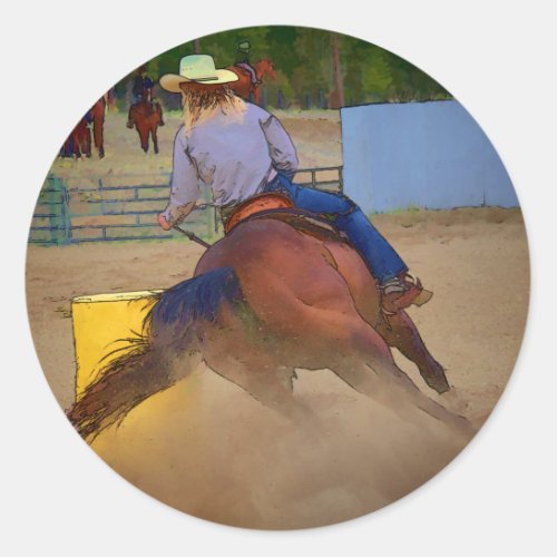 Champion Barrel Racer Classic Round Sticker