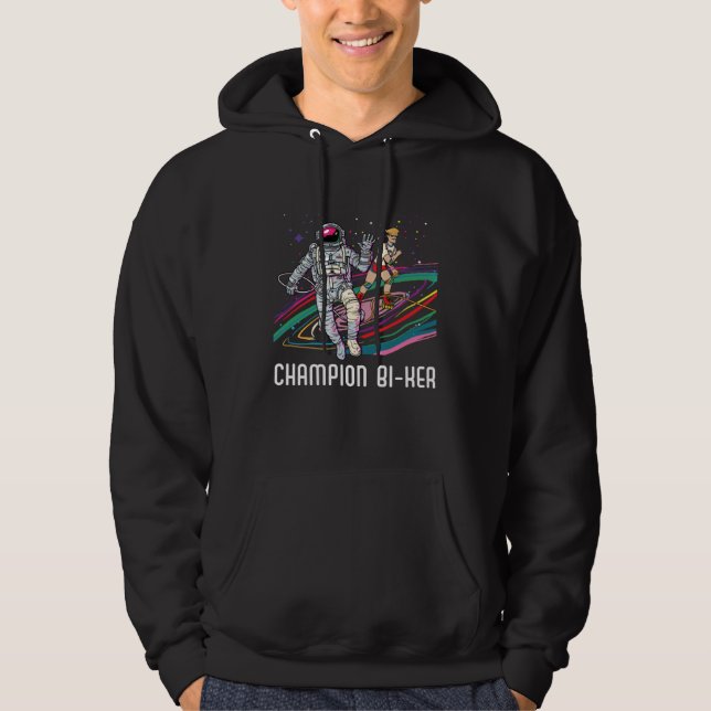 Champion Bi ker Bicycle Bisexual Rainbow Pride LGB Hoodie (Front)