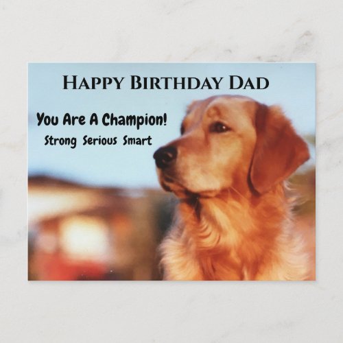 Champion Dad Birthday Golden Retriever Postcard