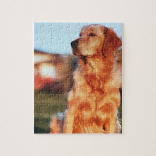 Champion Golden Retriever Serious Dog Photograph Jigsaw Puzzle