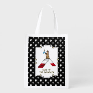 Champion king of the mountain dog agility funny grocery bag