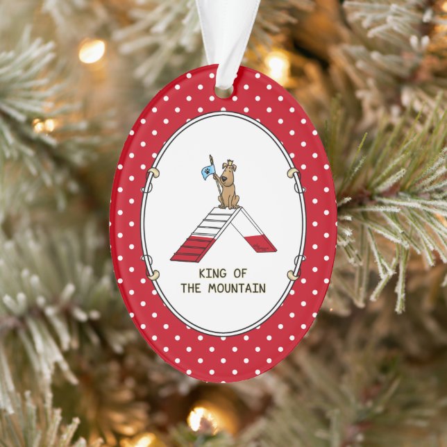 Champion king of the mountain dog agility funny ornament (Tree)