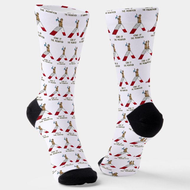 Champion king of the mountain dog agility funny socks (Angled)