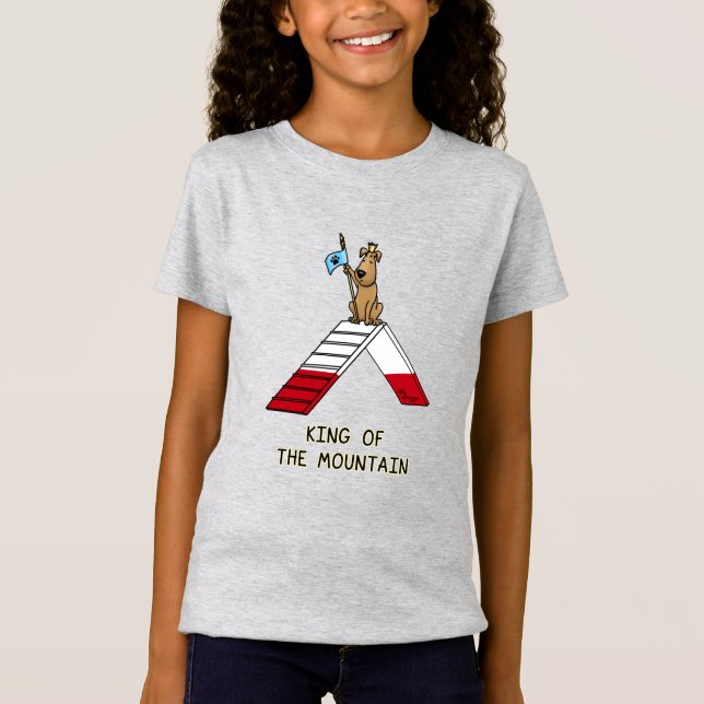 Champion king of the mountain dog agility funny T-Shirt (Front)