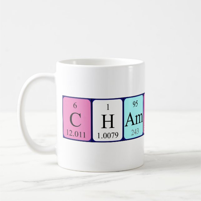 Champion periodic table name mug (Left)