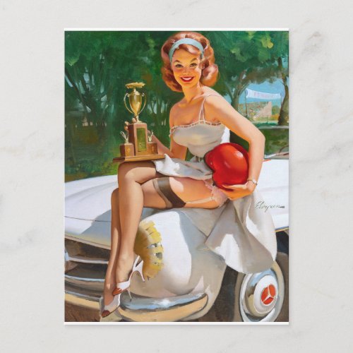 Champion Pin Up Postcard