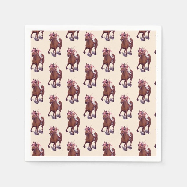 Champion Racehorse Thoroughbred Wins Napkins (Front)
