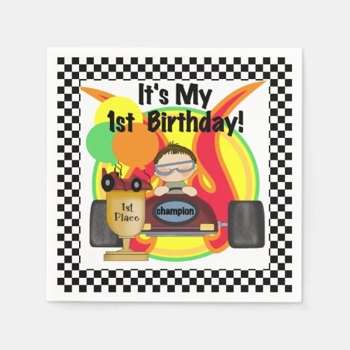 Champion Racing Car 1st Birthday Paper Napkins