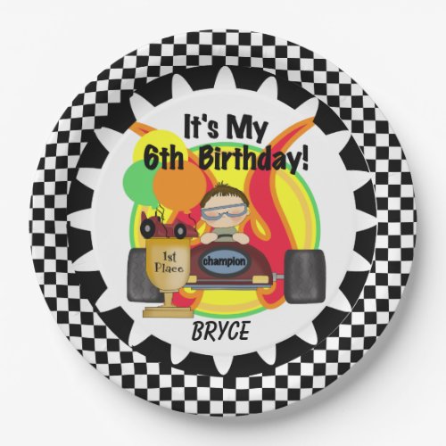 Champion Racing Car 6th Happy Birthday Paper Plate