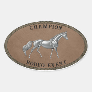 Champion Rodeo Event Country Western Personalize Oval Sticker