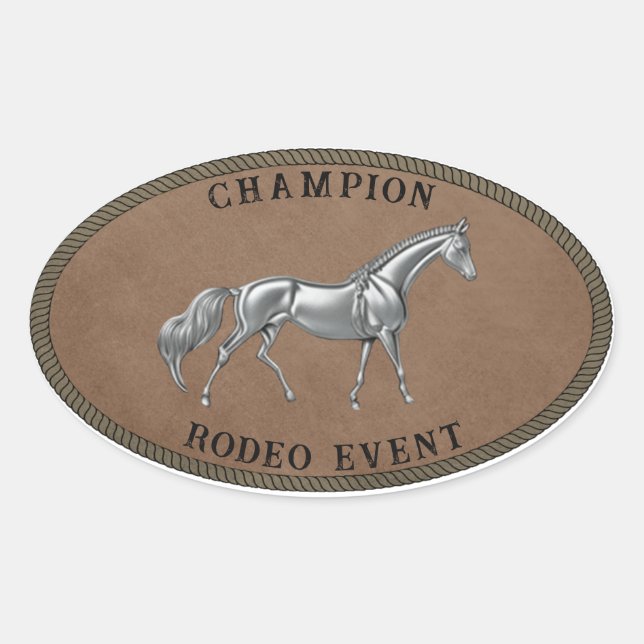 Champion Rodeo Event Country Western Personalize   Oval Sticker (Front)