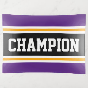 CHAMPION Royal Purple Black Orange Racing Stripes Trinket Tray