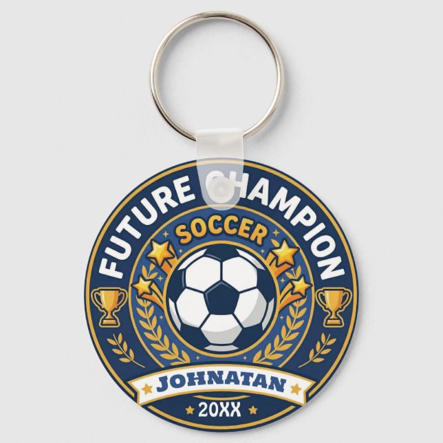 Champion Soccer Future Star With Name and Date Keychain (Front)