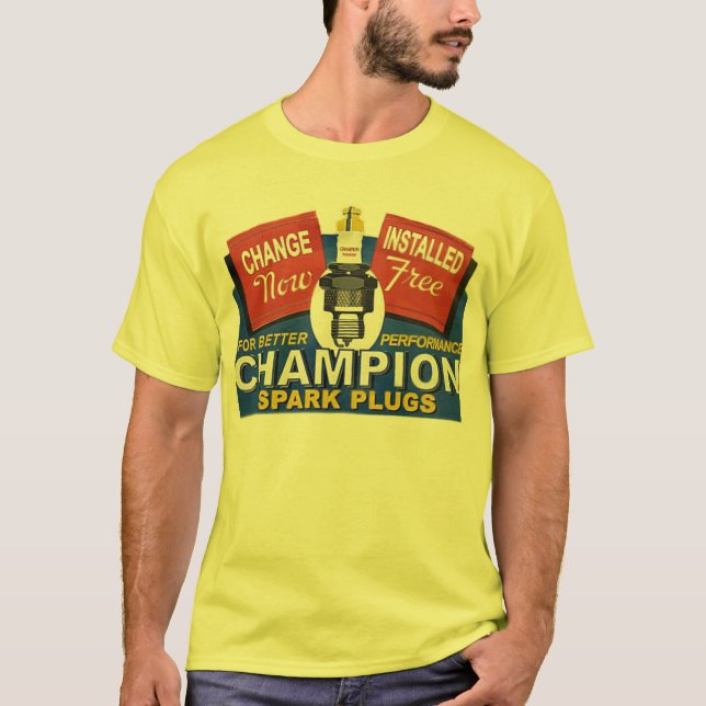 champion spark plugs T-Shirt (Front)