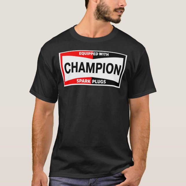 Champion Spark Plugs Vintage Graphic Design Digita T-Shirt (Front)