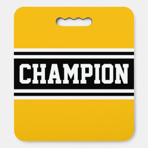 CHAMPION Sporty Bright Yellow Black White Stripes Seat Cushion