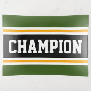 CHAMPION Sporty Forest Green Black Orange Stripes Trinket Tray