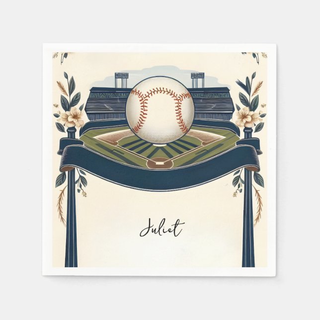 Champion Team Ball Field Baseball Bridal Shower Napkins (Front)
