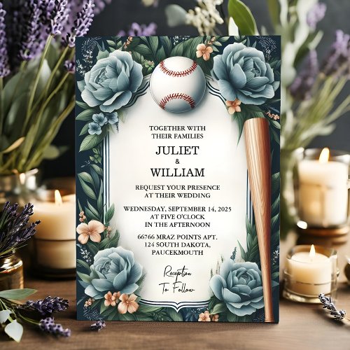 Champion Team Ball Field Pitch Baseball Wedding Invitation