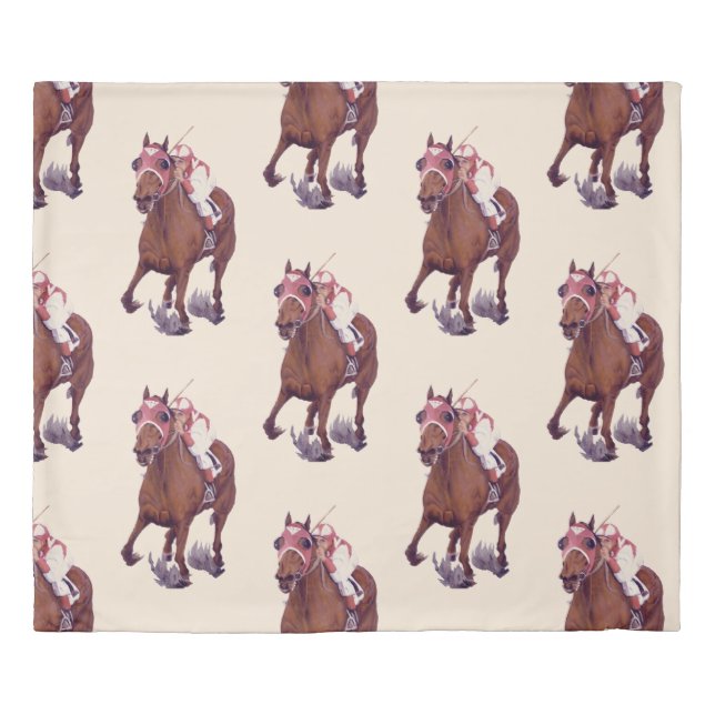 Champion Thoroughbred Race Horse Wins Duvet Cover (Front)