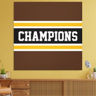 CHAMPIONS Athletic Brown Black Orange Stripes Canvas Print