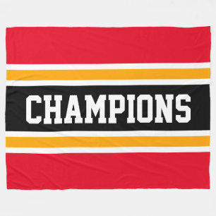 CHAMPIONS Fun Bright Red Black Orange Stripes Fleece Blanket