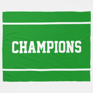 CHAMPIONS Fun Sporty White Stripes On Bright Green Fleece Blanket