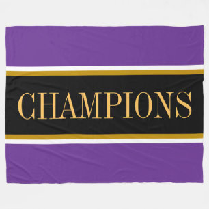 CHAMPIONS Royal Purple Black White Racing Stripes  Fleece Blanket