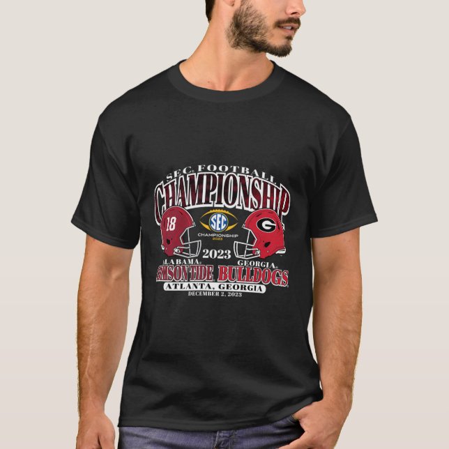 Championship 2023 Alabama V Georgia Football Black T-Shirt (Front)