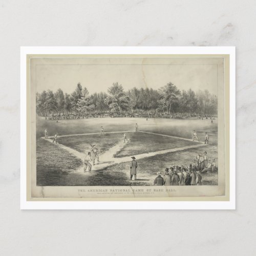 Championship Baseball 1866 by Currier  Ives Postcard