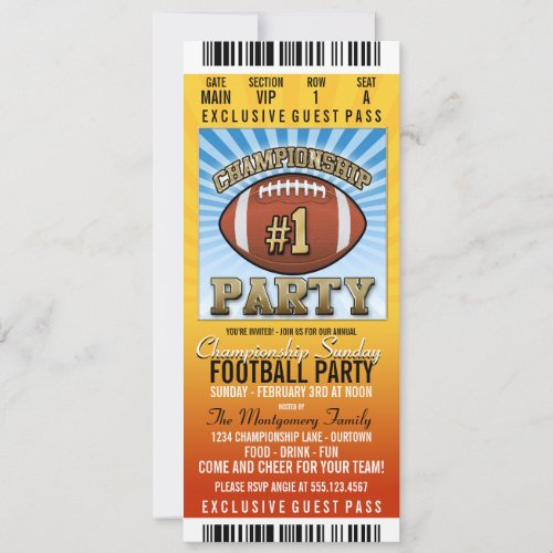 Championship Sunday Football Party Custom Invites