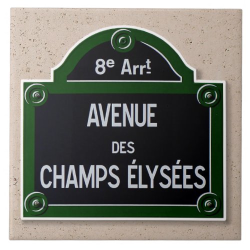 Champs Elysee Sign Large Ceramic Tile
