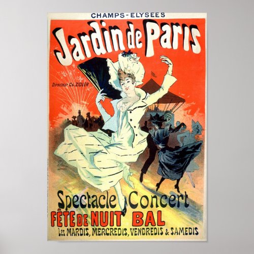 Champs Elysees Jardin De Paris Vintage French Ad Poster