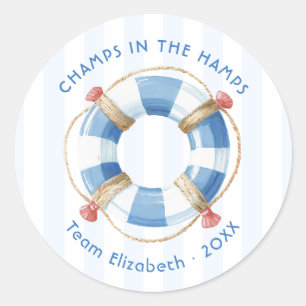 Champs in the Hamps Coastal Bachelorette Weekend Classic Round Sticker