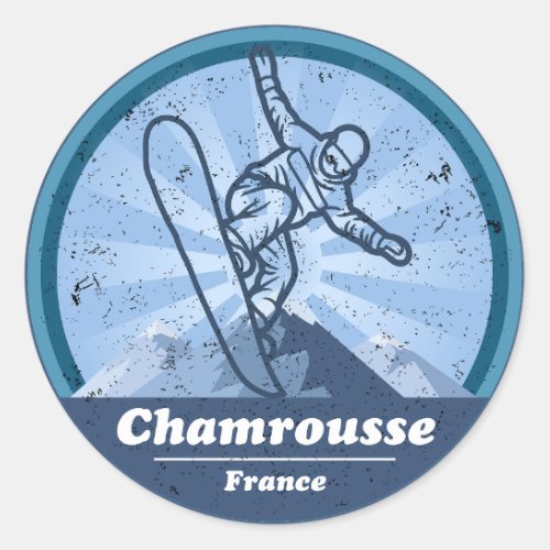 Chamrousse Ski resort _ Snowboard Classic Round Sticker