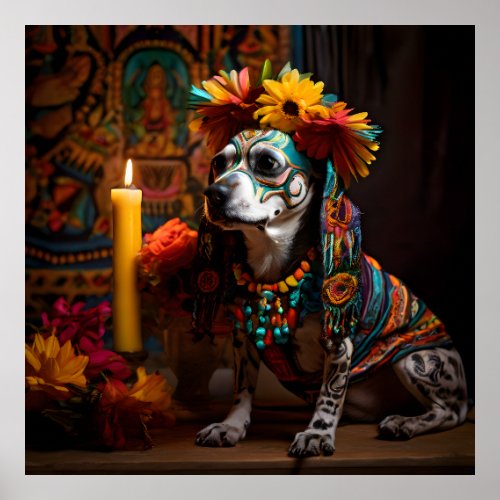 Chamuco Dog in an Altar for Day of the Dead Poster