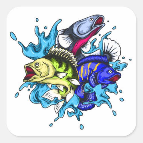 chana fish square sticker