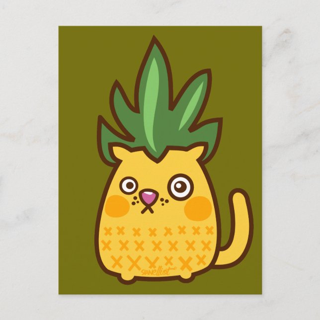 Chananas cat pinapple Postcard (Front)