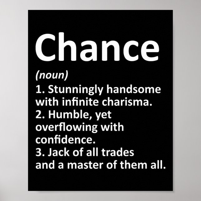 Chance Definition Personalized Name Funny Birthday Poster (Front)