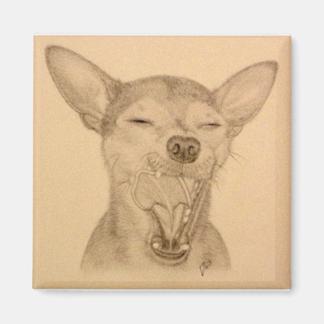 Chance the Chihuahua Magnet ~ Puppy Yawn (Front)