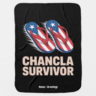Chancla Survivor Funny Puerto Rico Joke Gift Baby Blanket