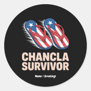 Chancla Survivor Funny Puerto Rico Joke Gift Classic Round Sticker