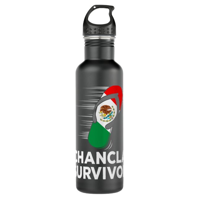 Chancla Survivor Mexico Funny Mexican Flag Joke Gi Stainless Steel Water Bottle (Front)