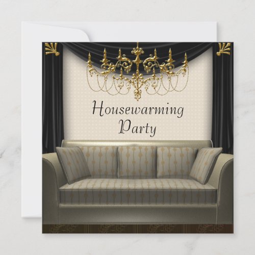 Chandeleir Sofa Housewarming Party Personalized Invitations