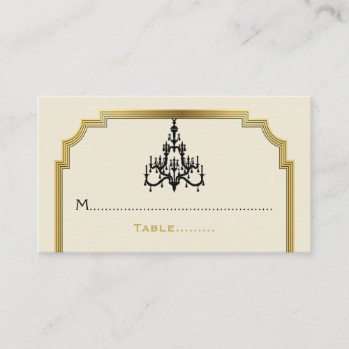 Chandelier and Art Deco border wedding place card