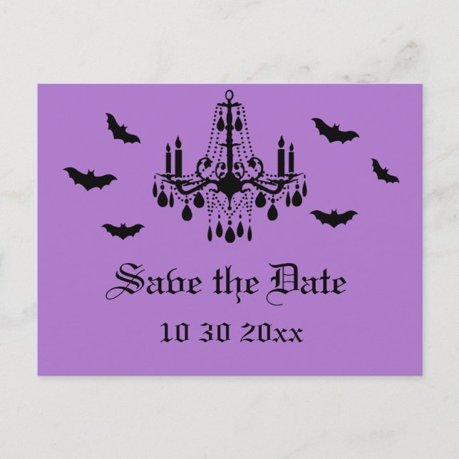 Chandelier and Damask Save the Date Postcard (Front)