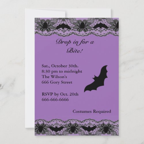 Chandelier  Bats Halloween Invitation