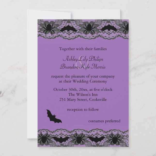 Chandelier & Bats Wedding Invitation (Front)