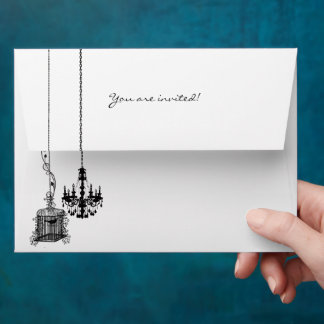 Chandelier Bird Cage Damask Wedding Envelopes